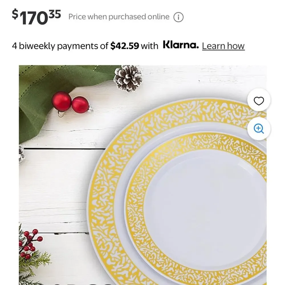 20 NEW Gold Swirl Rim White Plastic Disposable Party Plates Polka Dot Napkins